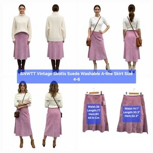 BNWTT Vintage Skotts Suede Washable A-line Skirt Size 4-6